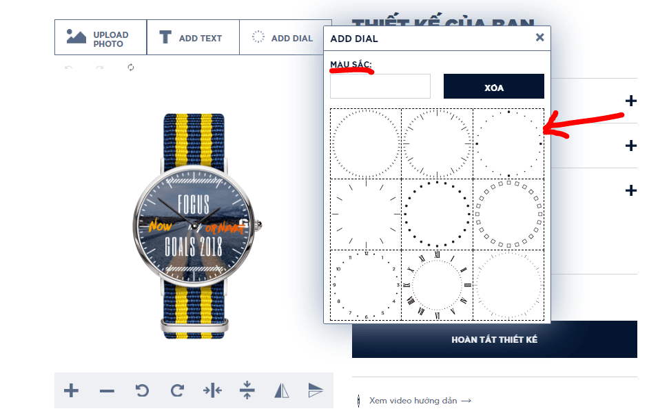 đồng hồ tự thiết kế dyoss - chọn số