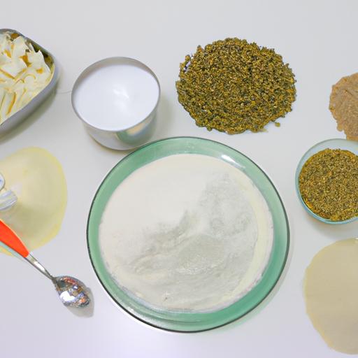 Hình ảnh các nguyên liệu cần chuẩn bị để làm bánh nhãn, bao gồm bột nếp, đường, nước cốt dừa, đậu xanh và muối.