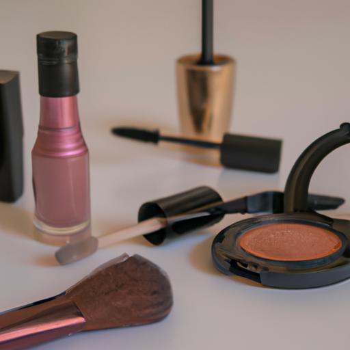 Hình ảnh các sản phẩm make up phổ biến như kem nền, mascara, son môi và bộ cọ trang điểm