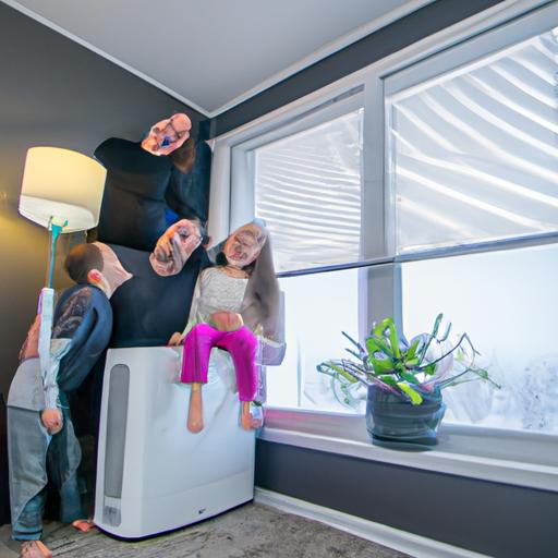 Một gia đình thưởng thức không khí trong lành và sạch sẽ tại nhà nhờ máy lọc không khí Panasonic.